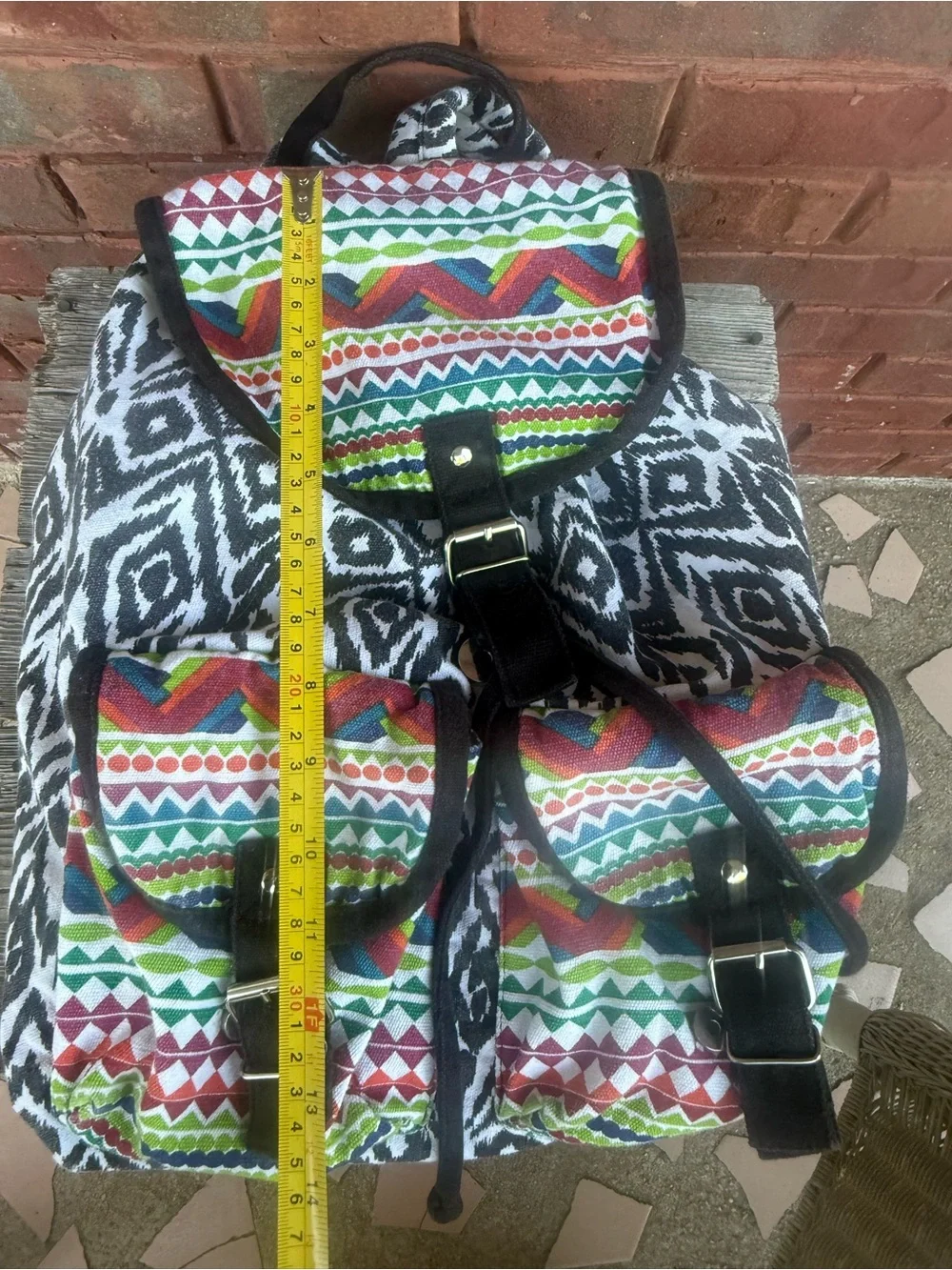Vintage Delia’s fabric backpack bag tribal Aztec pockets school overnight bag